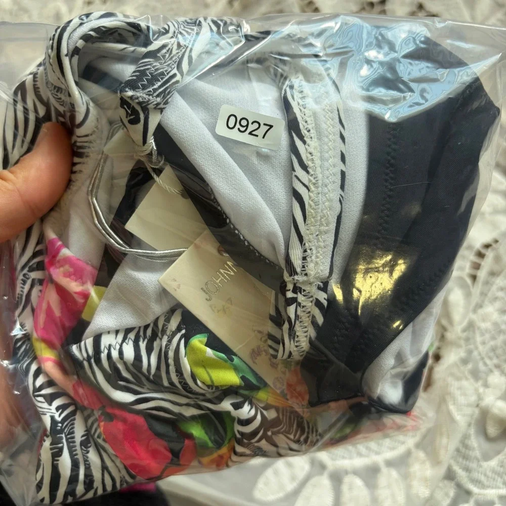 Johnny Was California Floral Zebra Ruched One Piece Swimsuit Multicolor Medium